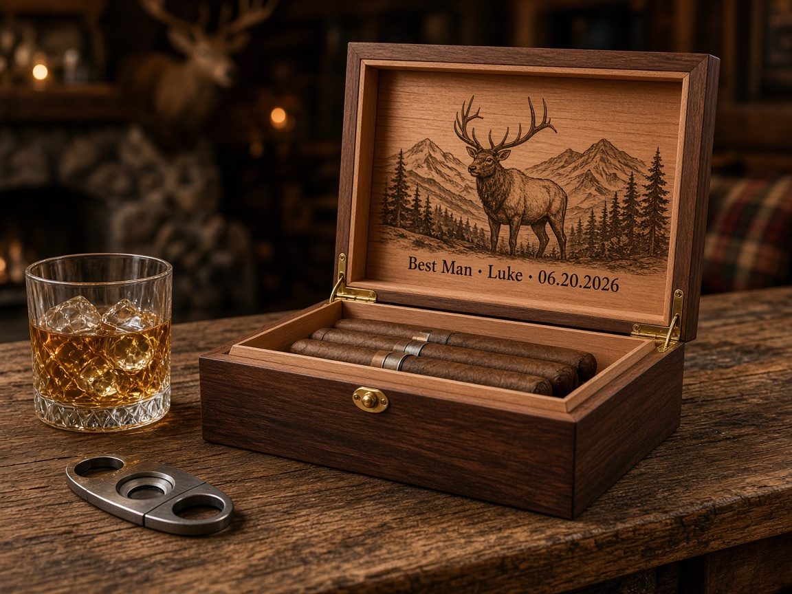 Cedar-Lined Cigar Humidors, example personalization