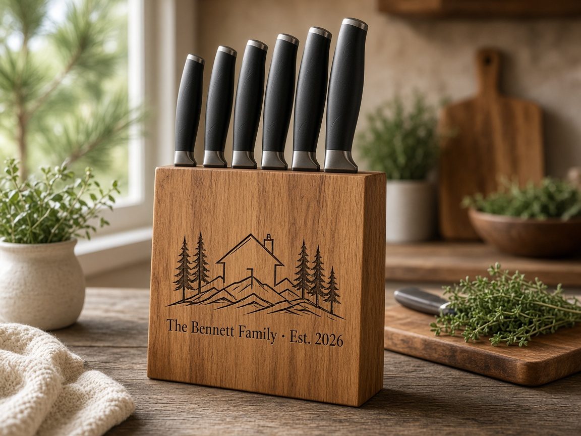 Kitchen Knife Set with Magnetic Block, example personalization