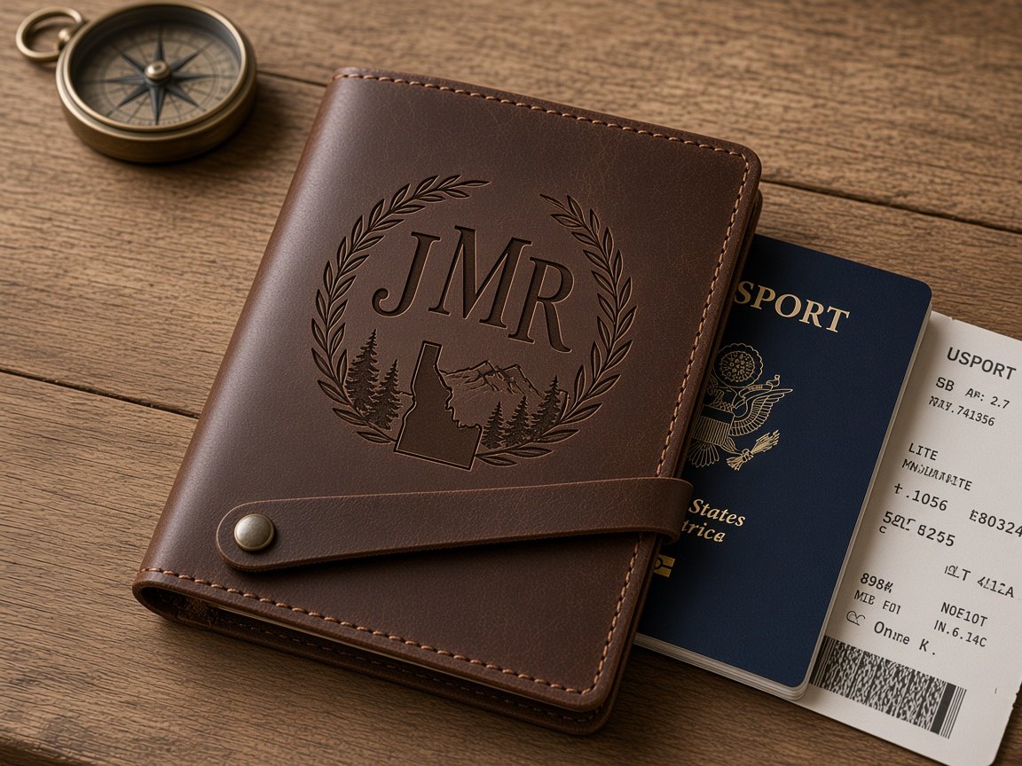 Engraved Passport Wallets concept mockup