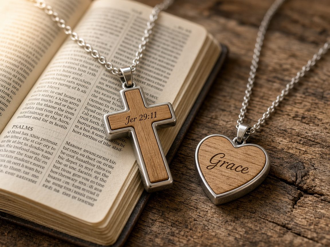 Wood Inlay Pendant Necklaces, example personalization