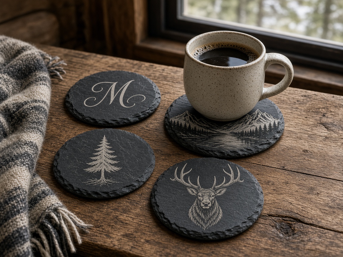 Slate Coaster Sets concept mockup