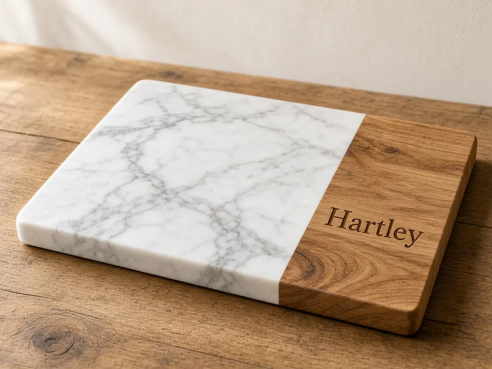 Marble & Wood Cutting Board, example personalization