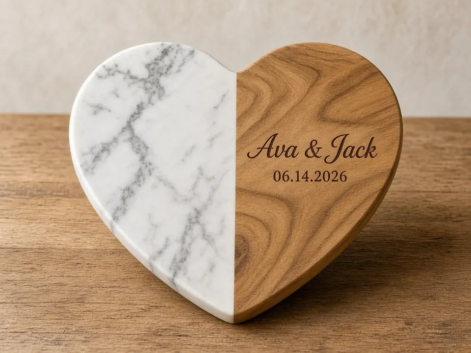 Heart Marble Serving Set, example personalization