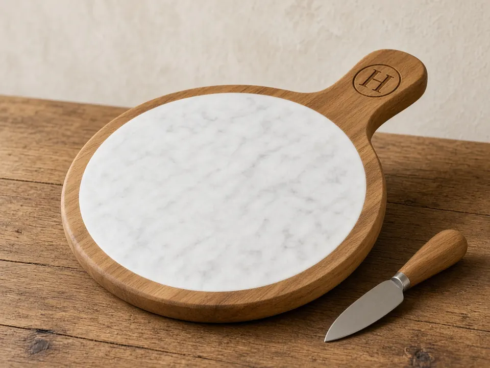 Marble & Wood Serving Board Set, example personalization