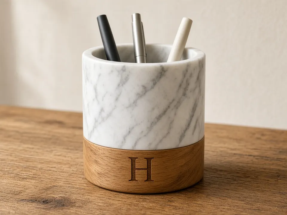 Marble Pen Holder, example personalization